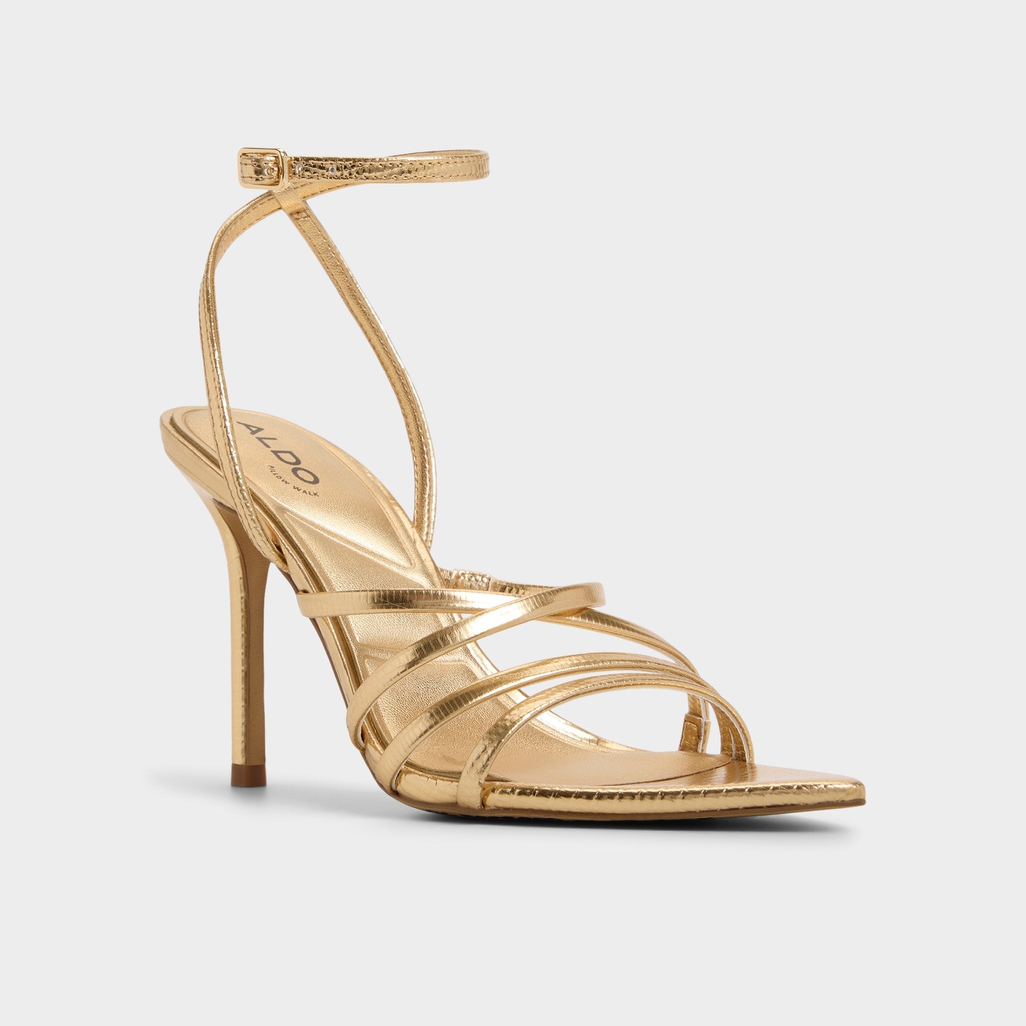 Solania Gold Women's Heeled sandals - Strappy heeled sandal, Stiletto heel | Aldo on sale