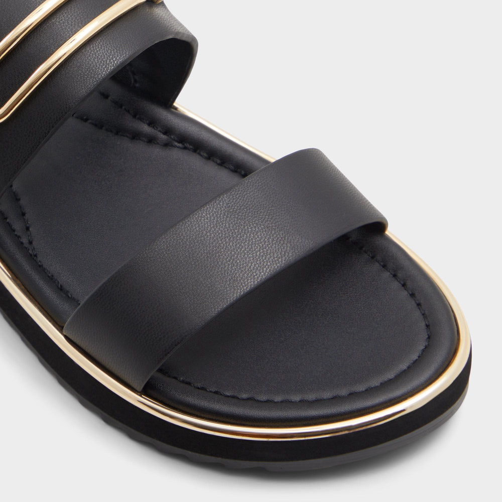 Lagoon Other Black Women's Strappy sandals - Strappy flat sandal, Footbed sandal | Aldo outlet