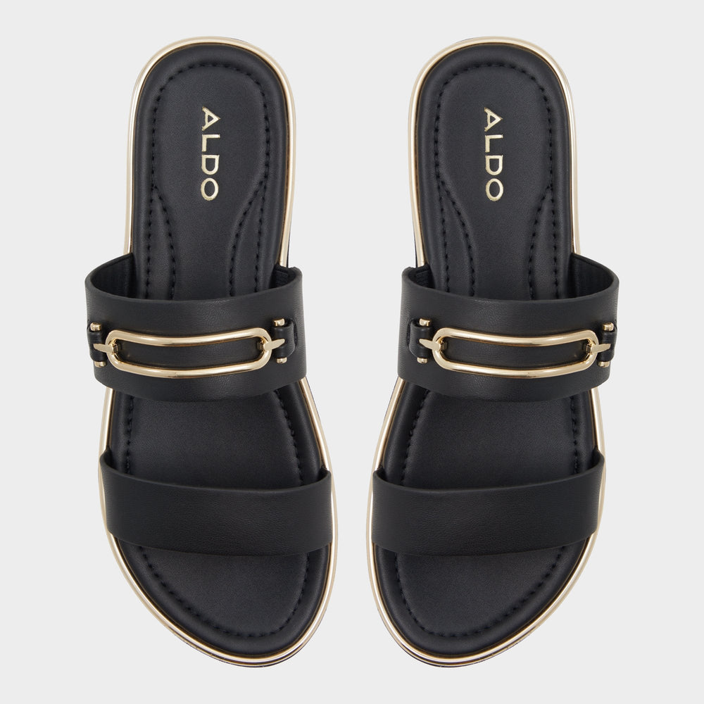 Lagoon Other Black Women's Strappy sandals - Strappy flat sandal, Footbed sandal | Aldo outlet