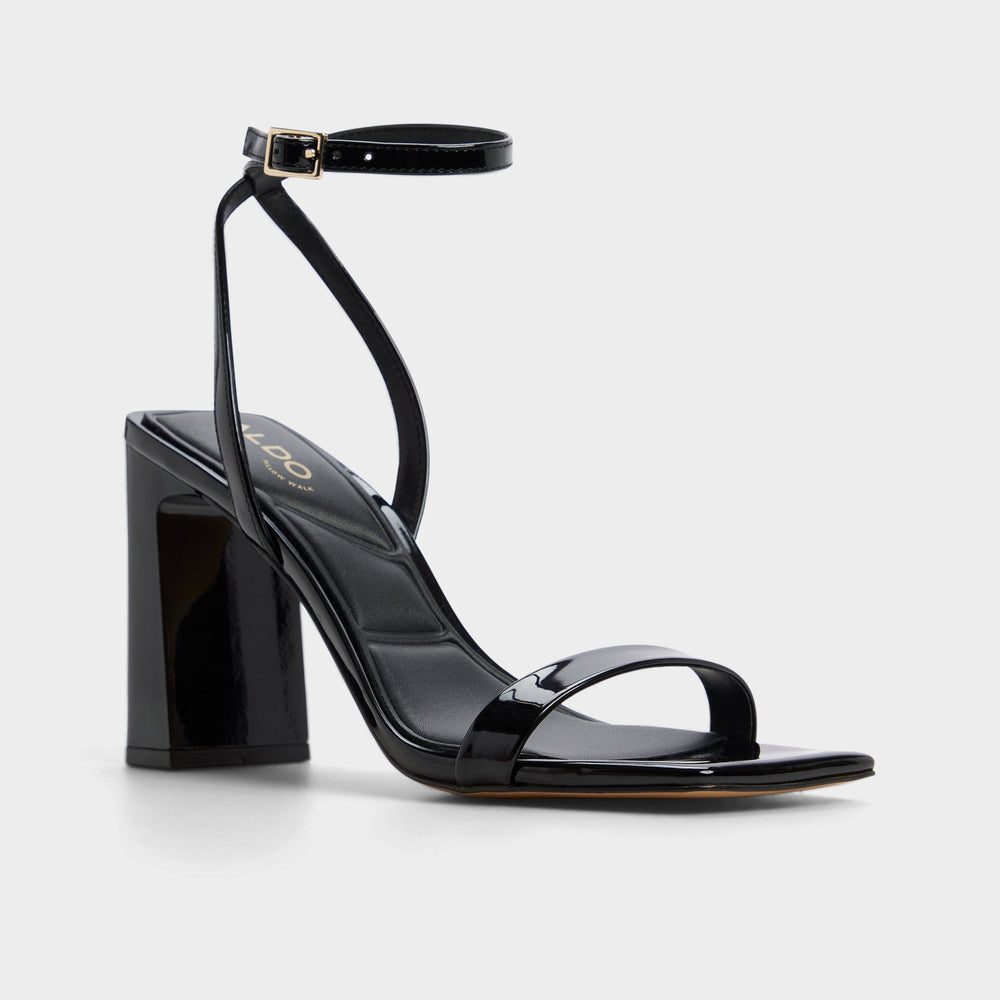 Azzira in Black - Strappy heeled sandal, Block heel | Aldo outlet