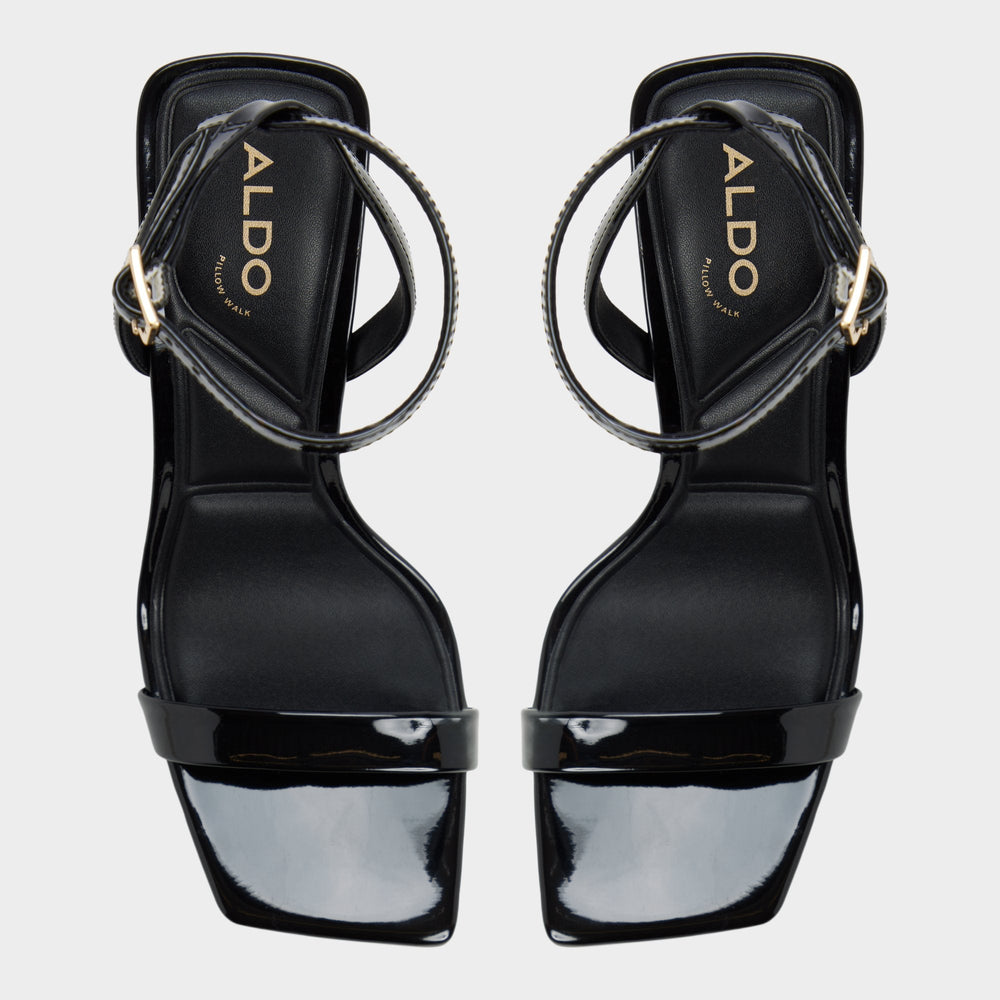 Azzira in Black - Strappy heeled sandal, Block heel | Aldo outlet