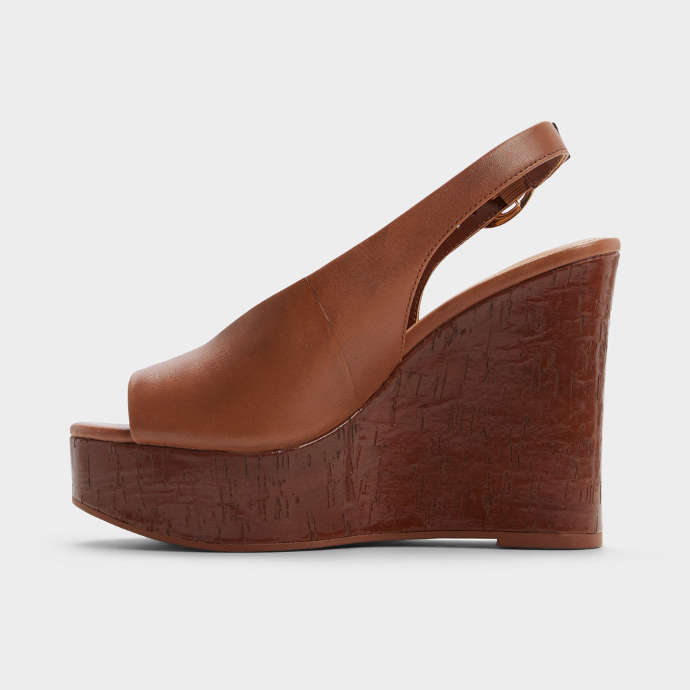 Tatianah in Dark Brown - Sling back heeled sandal, Wedge heel | Aldo sale