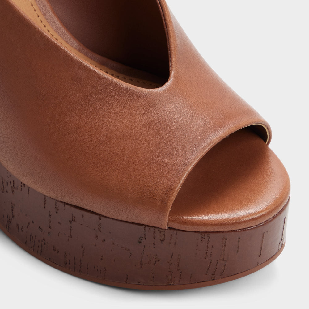 Tatianah in Dark Brown - Sling back heeled sandal, Wedge heel | Aldo sale