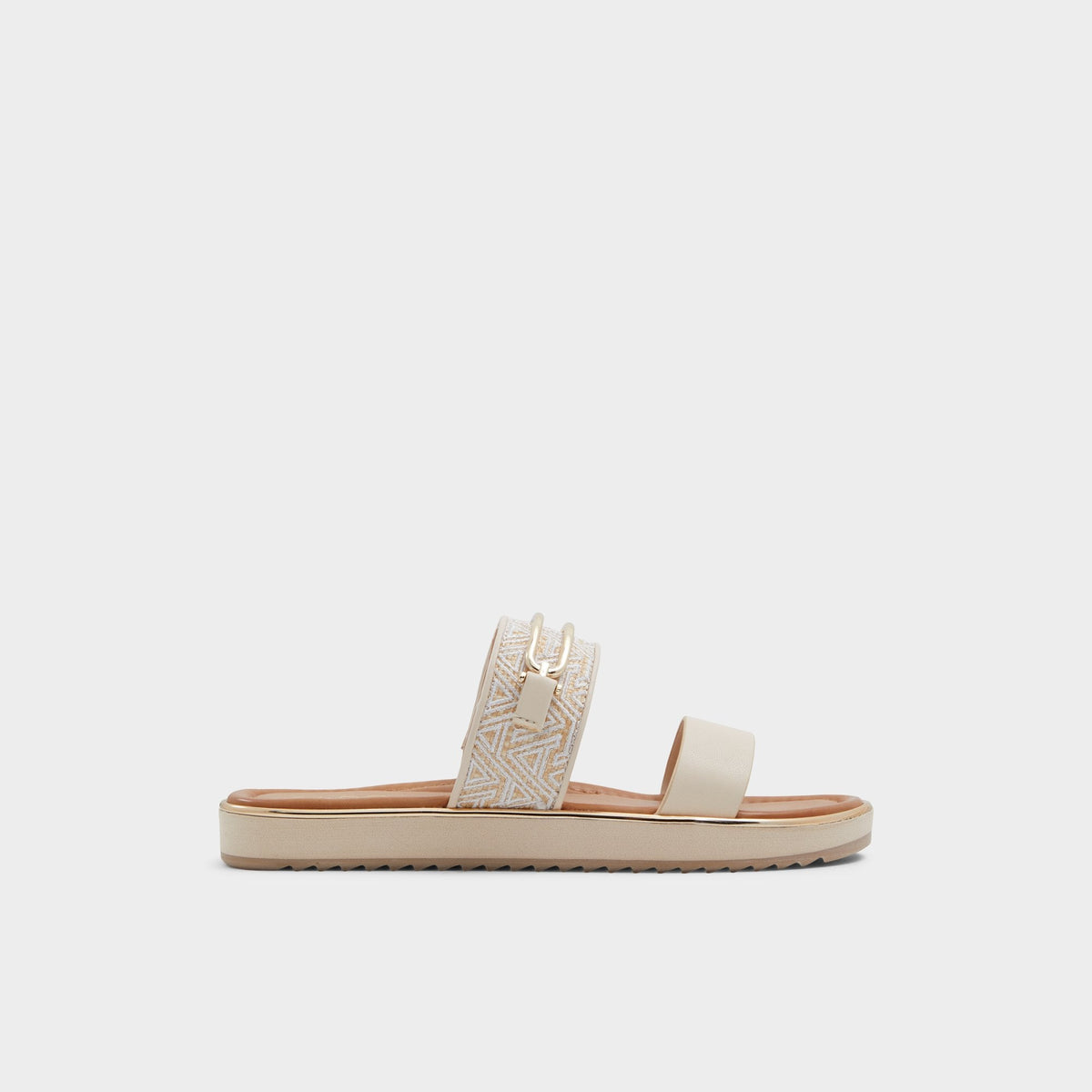 Lagoon Other Beige Synthetic Print Women's Footbed sandals - Slide sandal, Footbed sandal | Aldo for sale