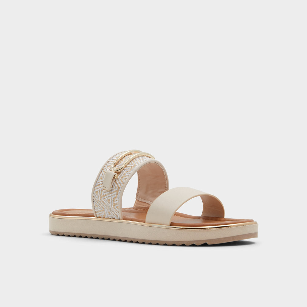 Lagoon Other Beige Synthetic Print Women's Footbed sandals - Slide sandal, Footbed sandal | Aldo for sale