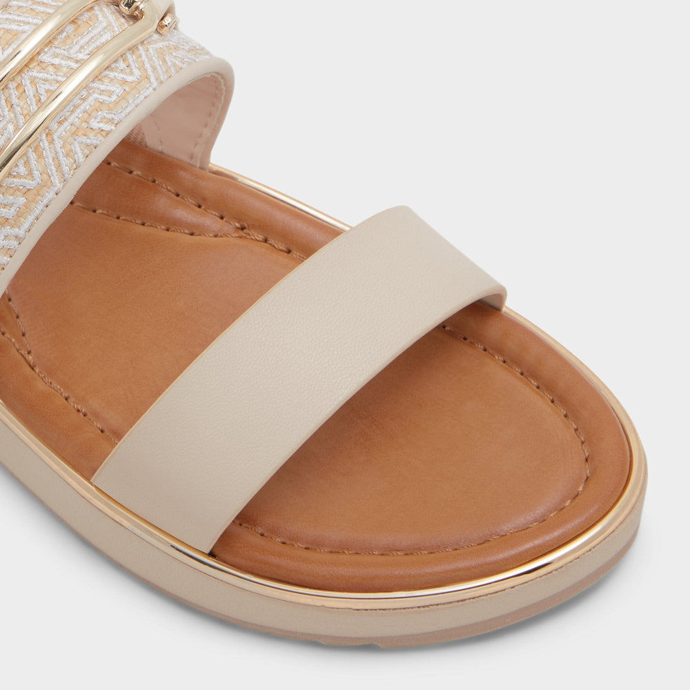 Lagoon Other Beige Synthetic Print Women's Footbed sandals - Slide sandal, Footbed sandal | Aldo for sale