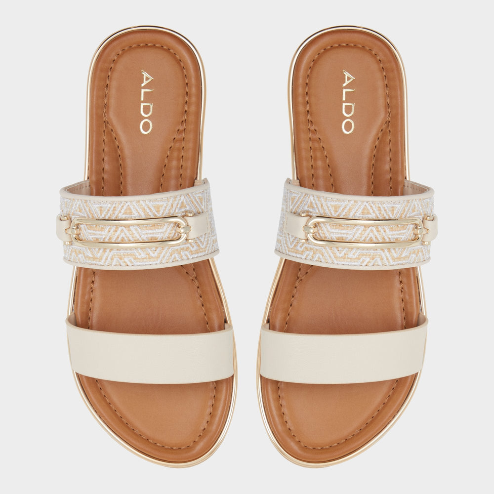 Lagoon Other Beige Synthetic Print Women's Footbed sandals - Slide sandal, Footbed sandal | Aldo for sale