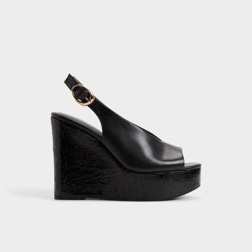 Tatianah in Black - Sling back heeled sandal, Wedge heel | Aldo discount