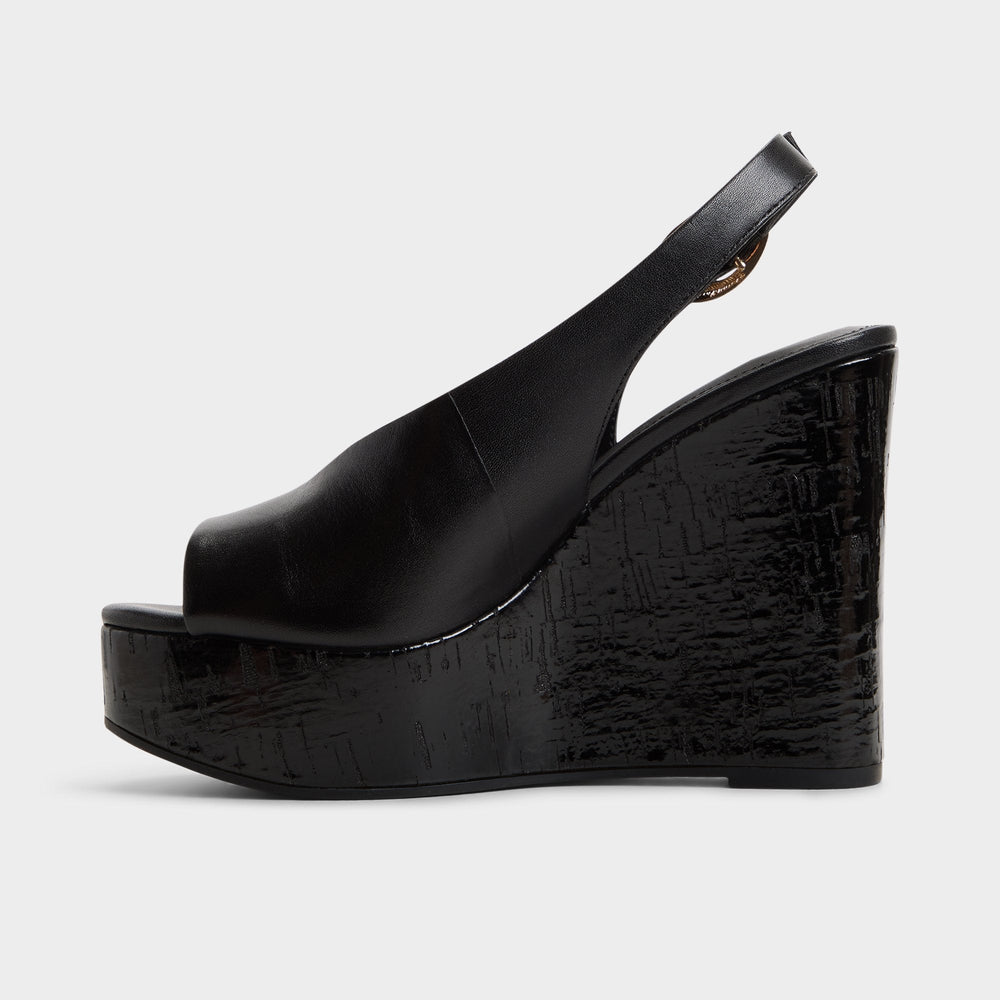 Tatianah in Black - Sling back heeled sandal, Wedge heel | Aldo discount