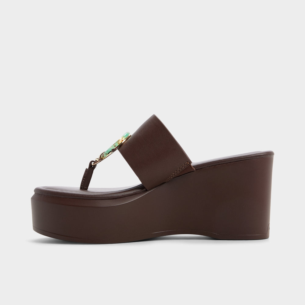 Friegan in Dark Brown - Slide sandal, Wedge heel | Aldo for sale