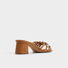 Jemstone in Medium Brown - Strappy heeled sandal, Block heel | Aldo outlet