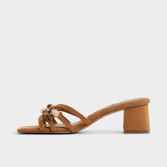 Jemstone in Medium Brown - Strappy heeled sandal, Block heel | Aldo outlet