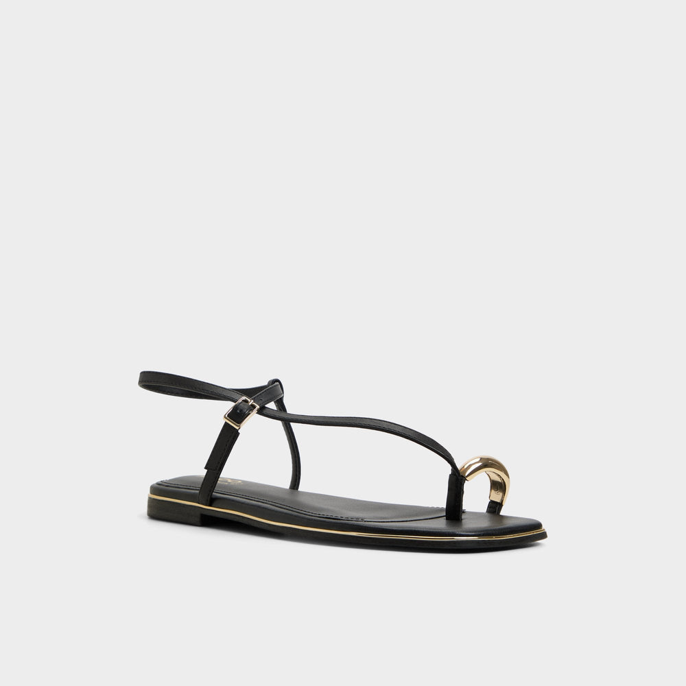 Jomalina Black Women's Flats - Strappy flat sandal | Aldo sale