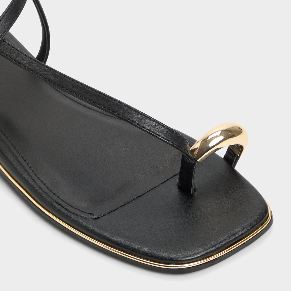 Jomalina Black Women's Flats - Strappy flat sandal | Aldo sale