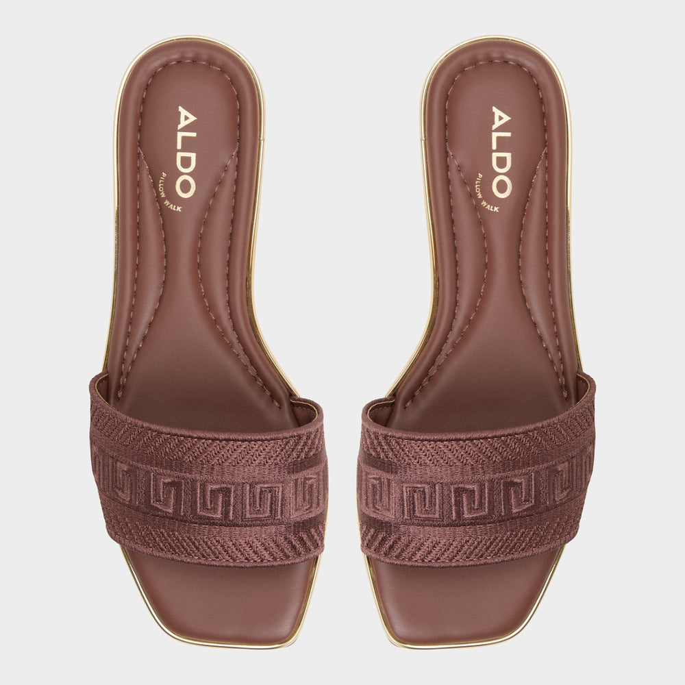 Oceania Medium Brown Women's Flats - Slide sandal | Aldo online