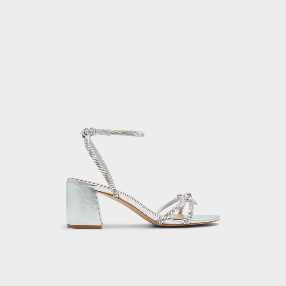 Bouclette Silver Women's Block heels - Strappy heeled sandal, Block heel | Aldo online