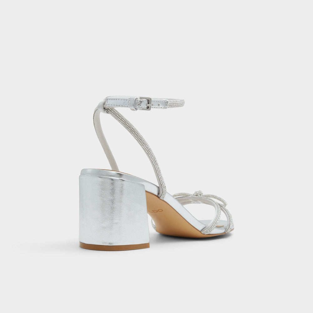 Bouclette Silver Women's Block heels - Strappy heeled sandal, Block heel | Aldo online