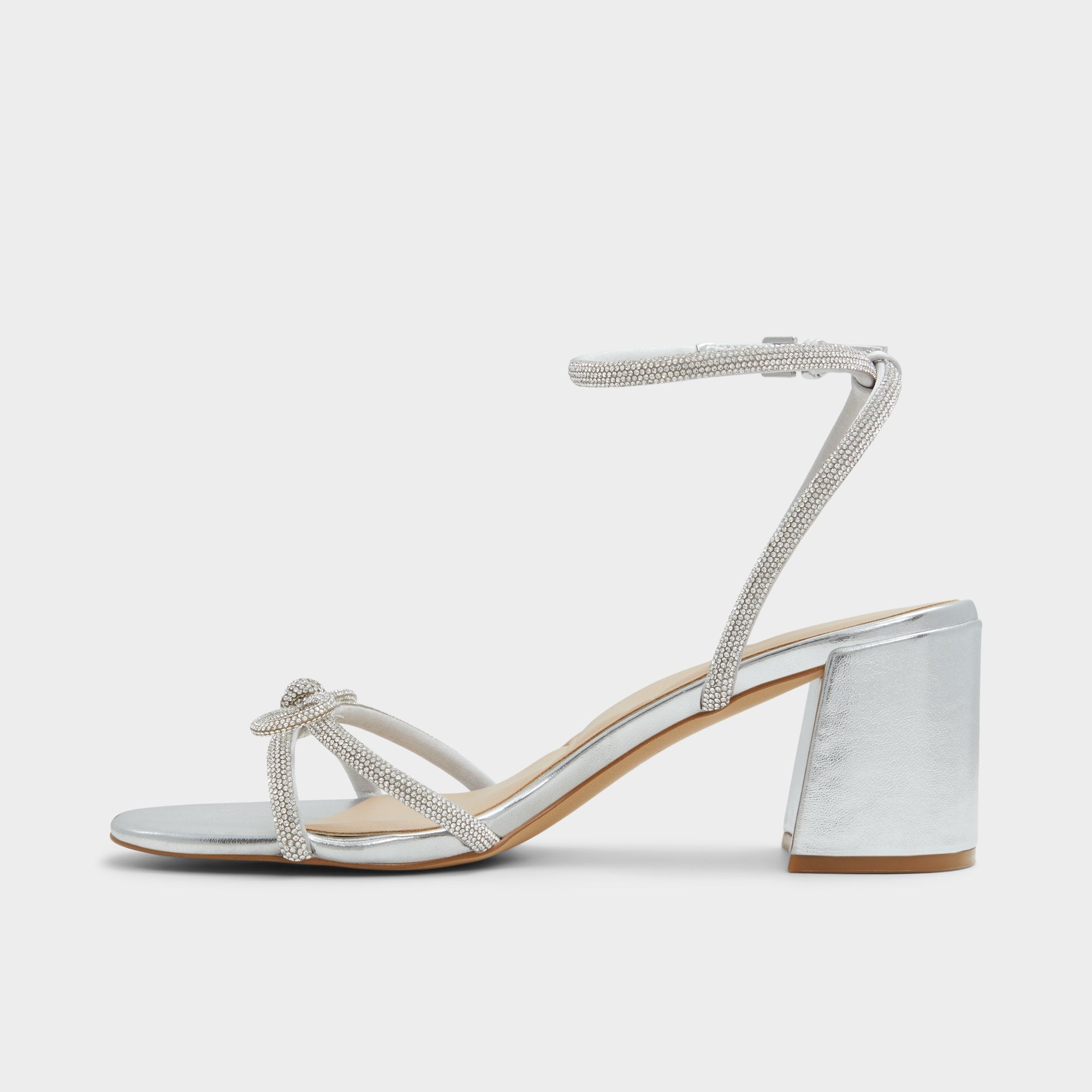 Bouclette Silver Women's Block heels - Strappy heeled sandal, Block heel | Aldo online