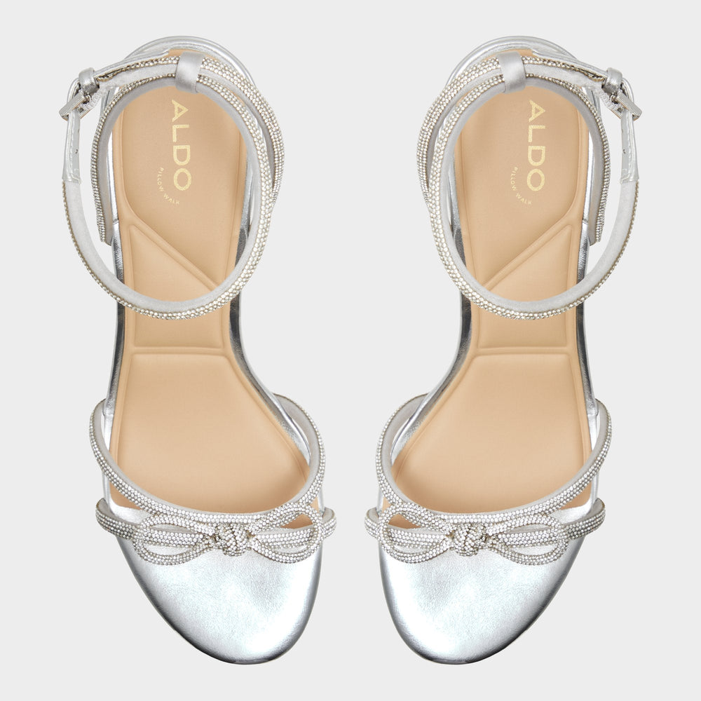 Bouclette Silver Women's Block heels - Strappy heeled sandal, Block heel | Aldo online