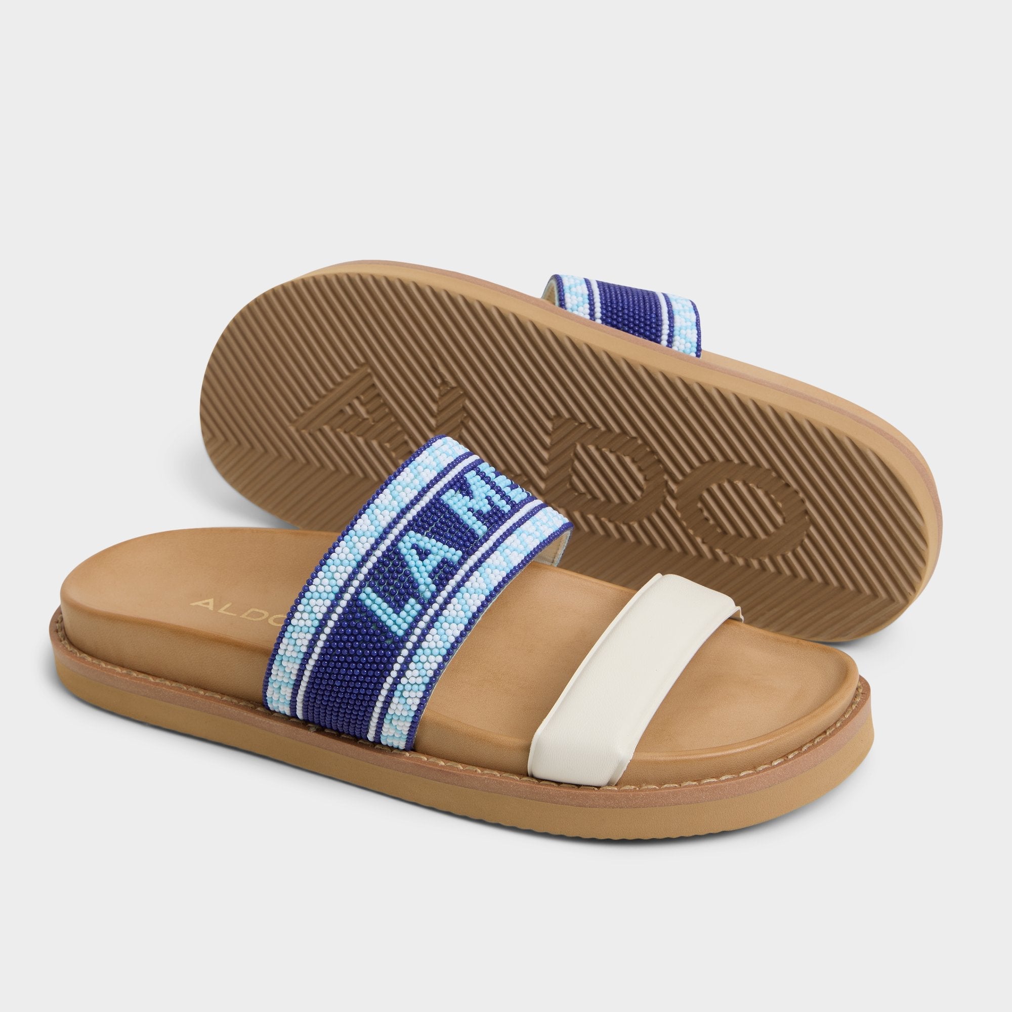 Beachvacay White/Blue Women's Footbed sandals - Slide sandal, Footbed sandal | Aldo online