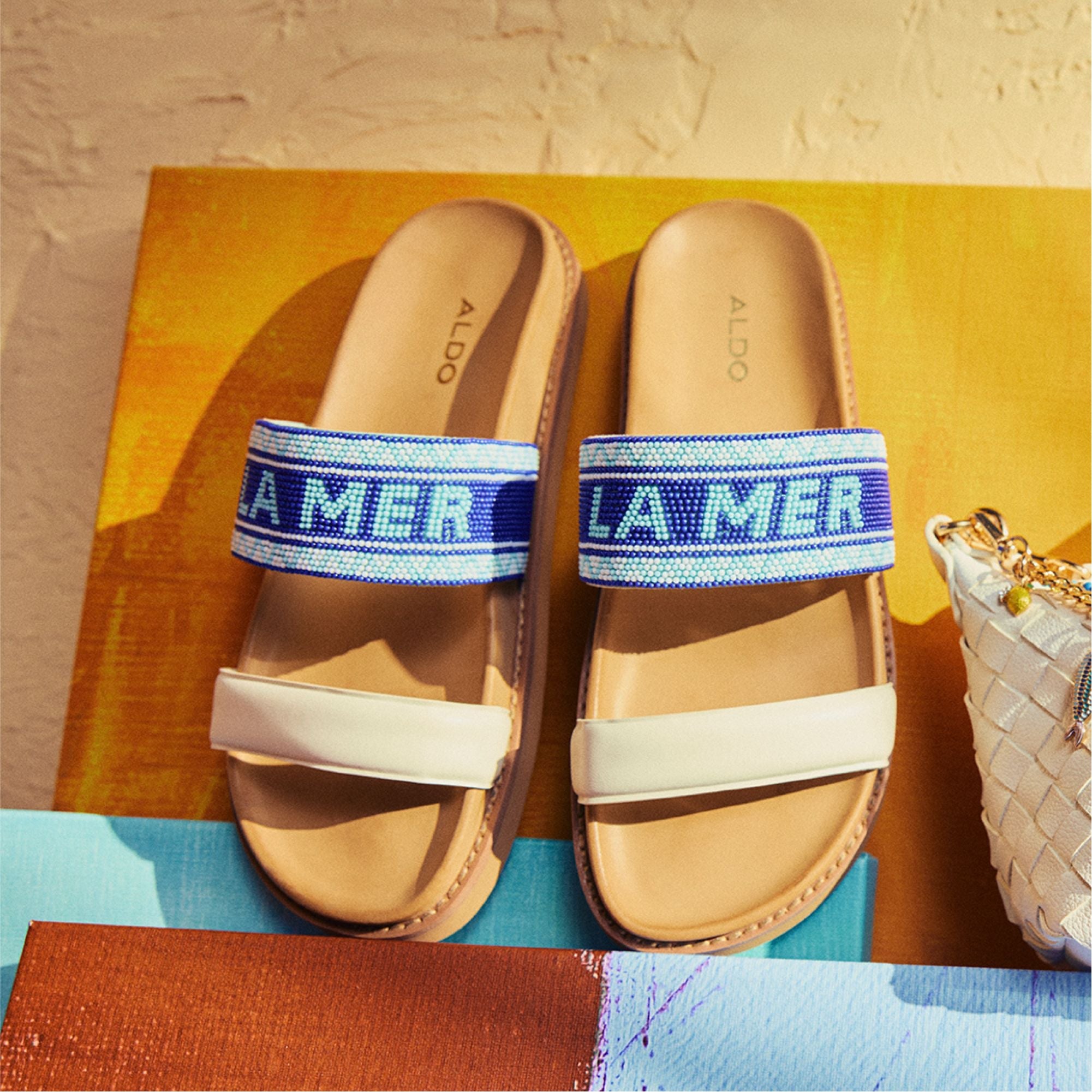 Beachvacay White/Blue Women's Footbed sandals - Slide sandal, Footbed sandal | Aldo online