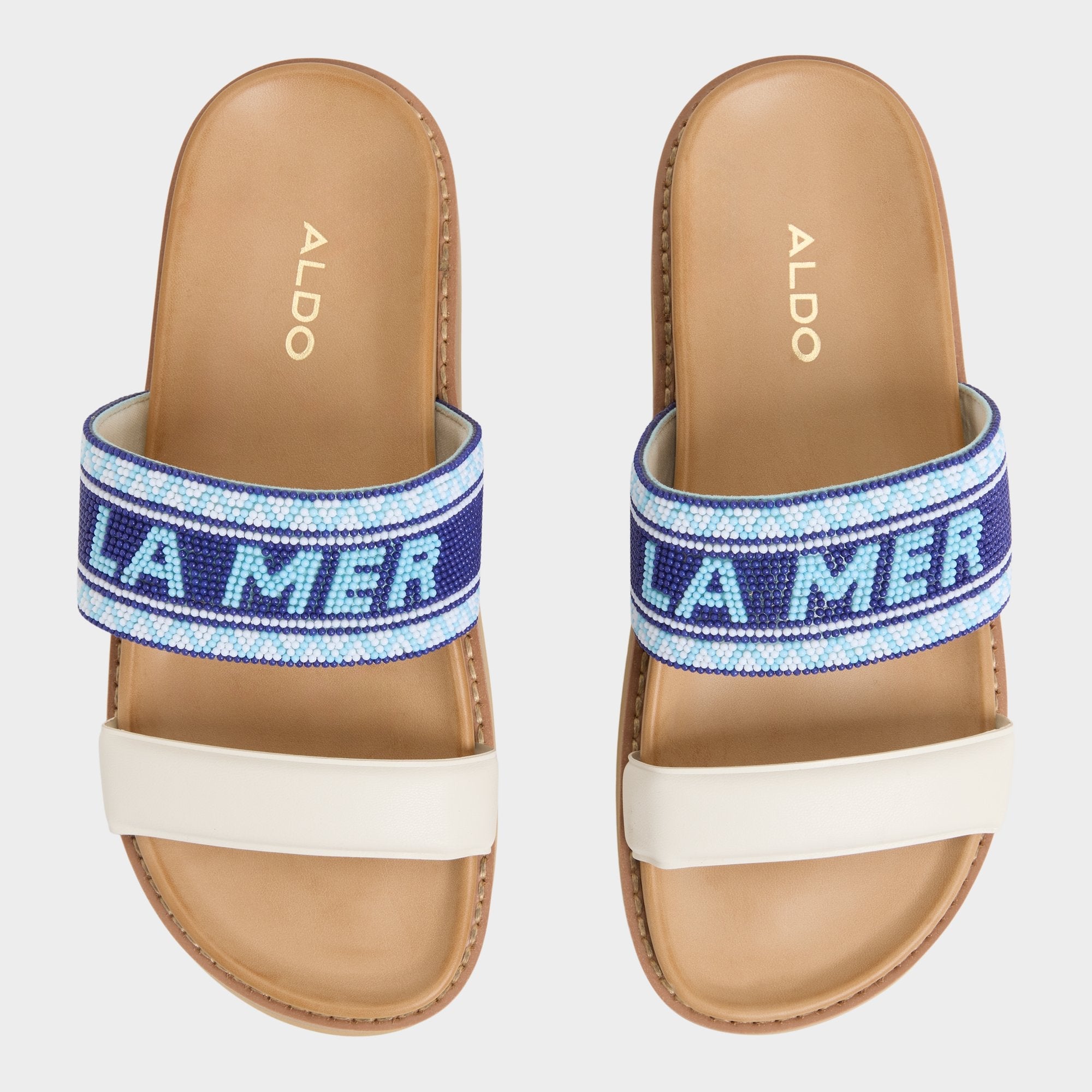 Beachvacay White/Blue Women's Footbed sandals - Slide sandal, Footbed sandal | Aldo online