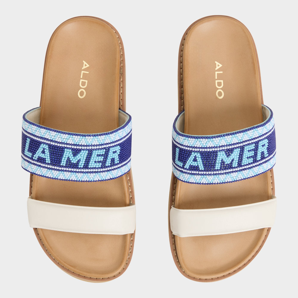 Beachvacay White/Blue Women's Footbed sandals - Slide sandal, Footbed sandal | Aldo online