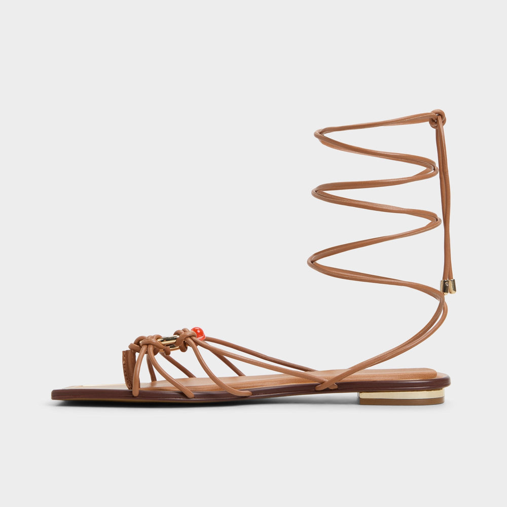 Nirena Medium Brown Women's Flats - Strappy flat sandal | Aldo discount