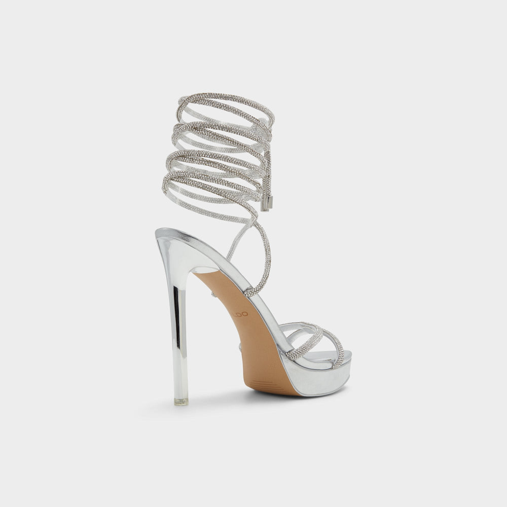 Izabella in Silver 13621003 - Strappy heeled sandal, Platform | Aldo for sale