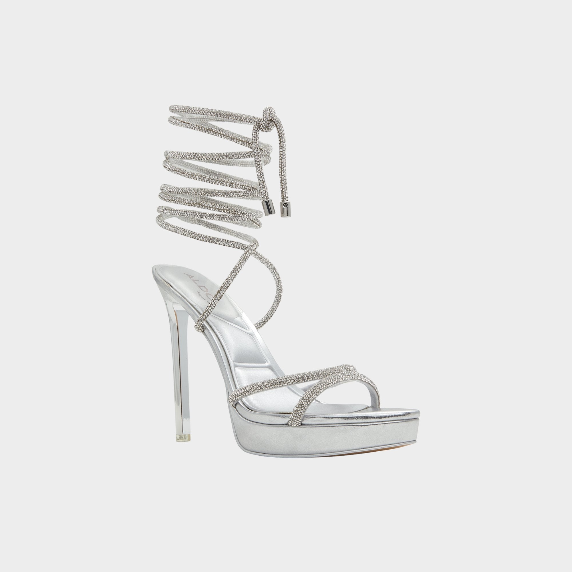 Izabella in Silver 13621003 - Strappy heeled sandal, Platform | Aldo for sale