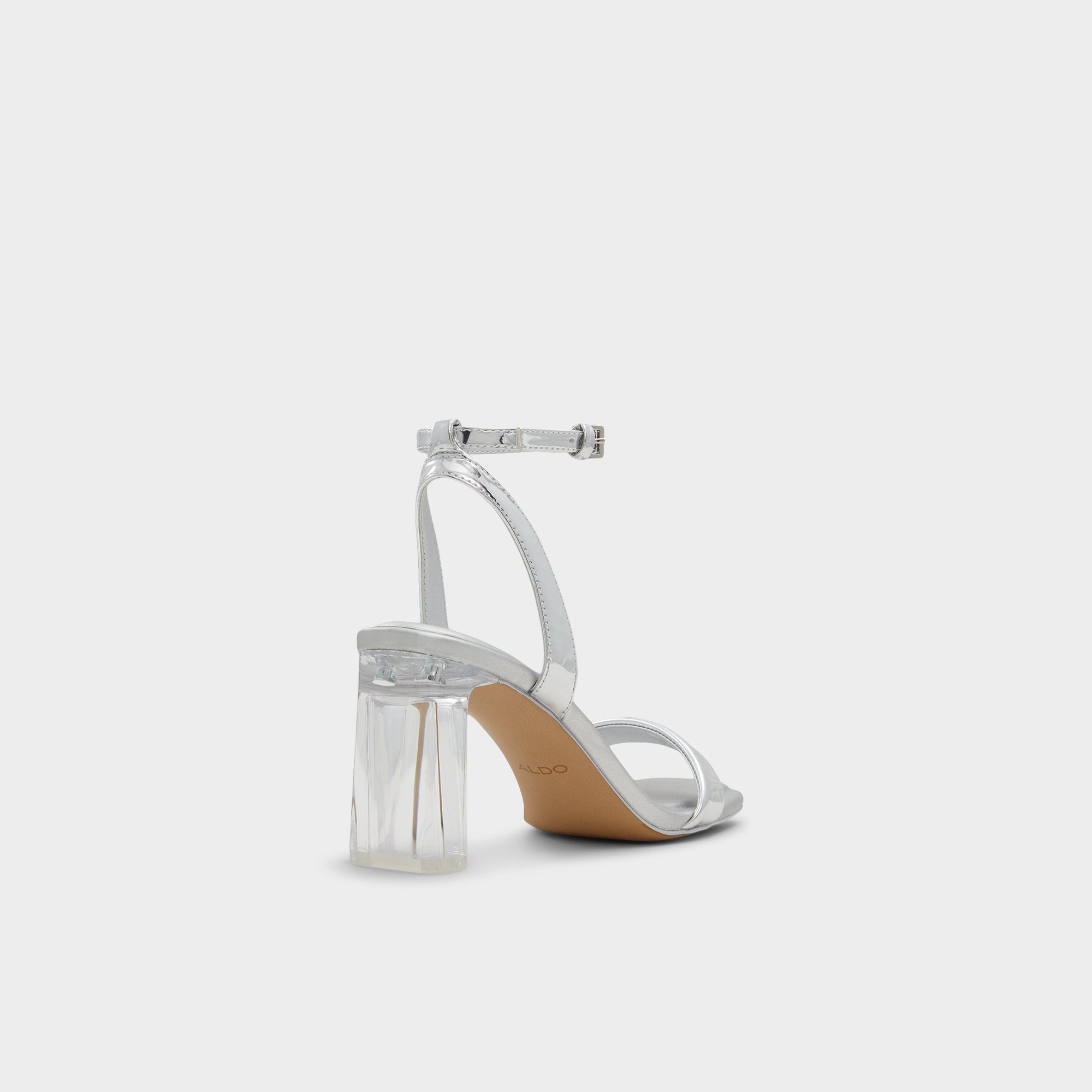 Aurorai Silver Women's Block heels - Strappy heeled sandal, Block heel | Aldo online
