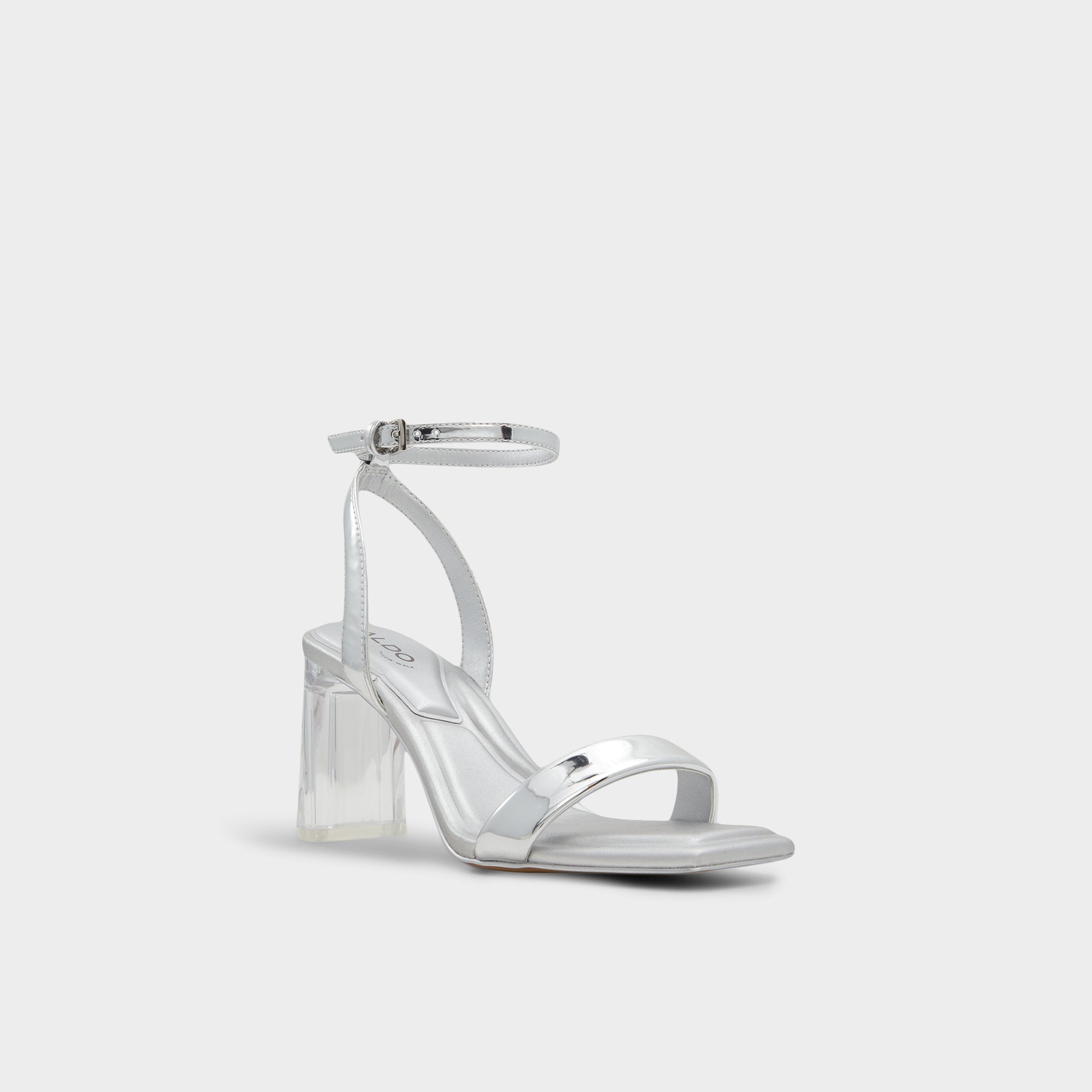 Aurorai Silver Women's Block heels - Strappy heeled sandal, Block heel | Aldo online