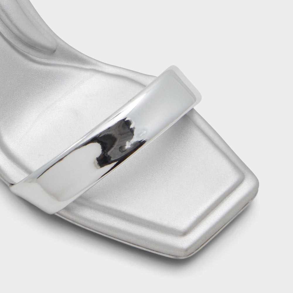 Aurorai Silver Women's Block heels - Strappy heeled sandal, Block heel | Aldo online