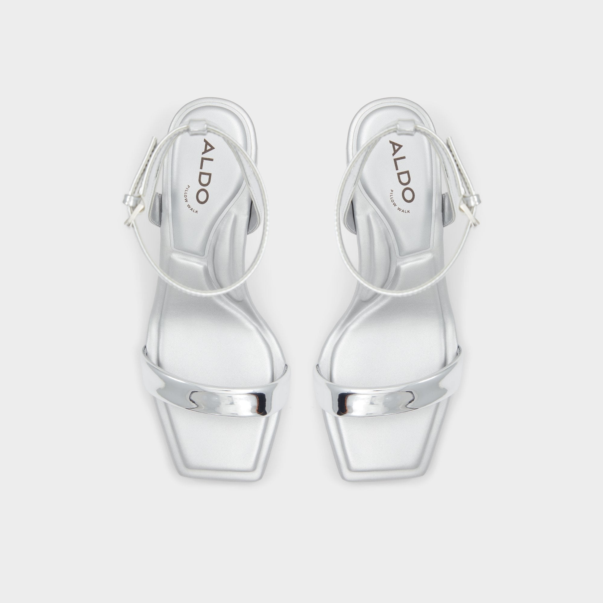 Aurorai Silver Women's Block heels - Strappy heeled sandal, Block heel | Aldo online