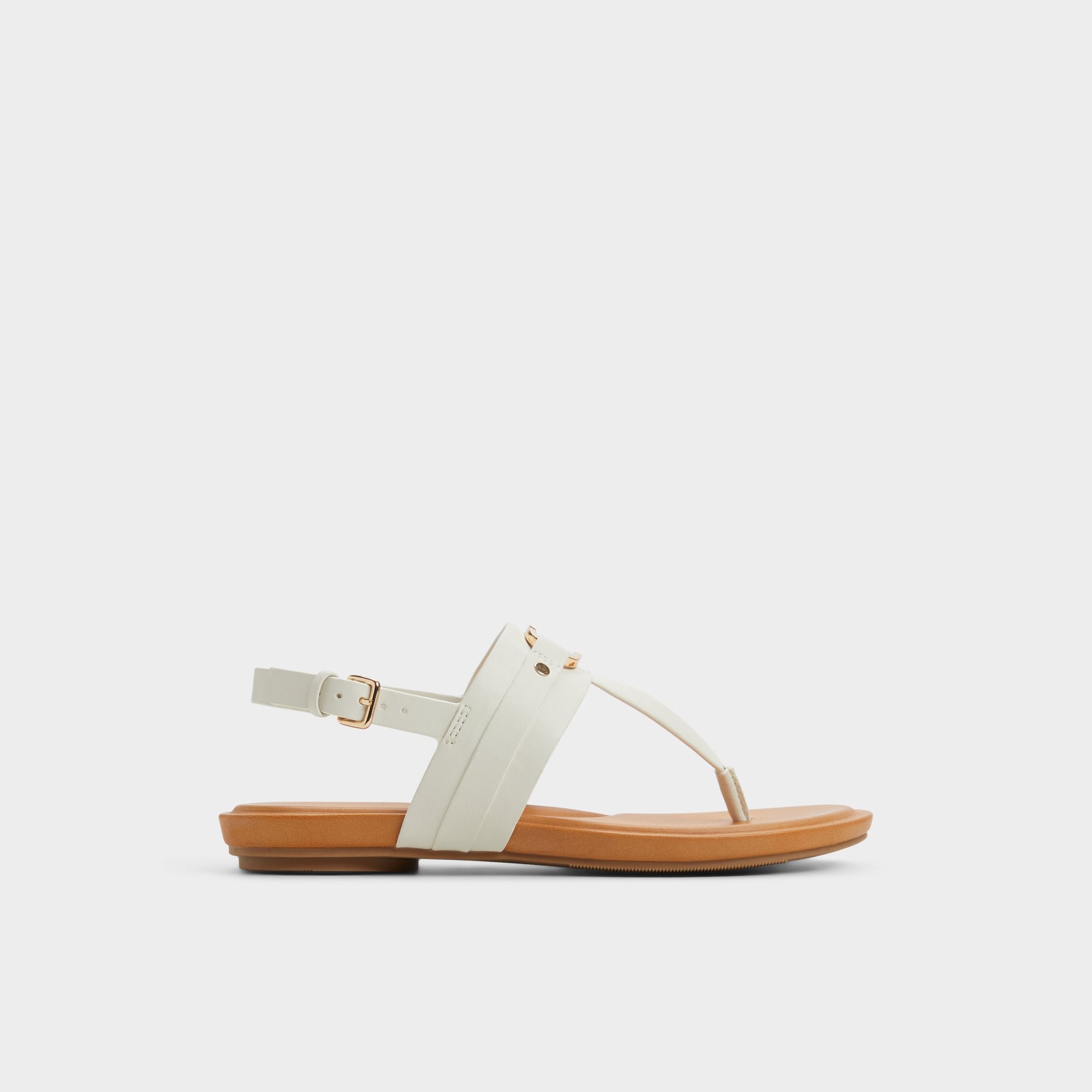 Taylen White/Bone Women's Footbed sandals - T-strap sandal | Aldo on sale