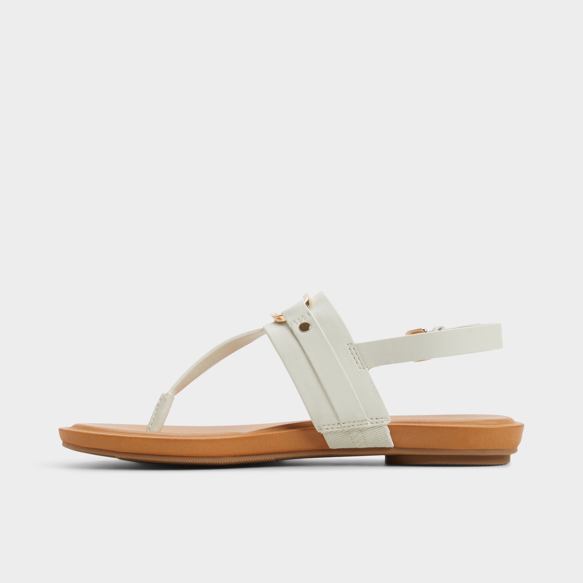 Taylen White/Bone Women's Footbed sandals - T-strap sandal | Aldo on sale