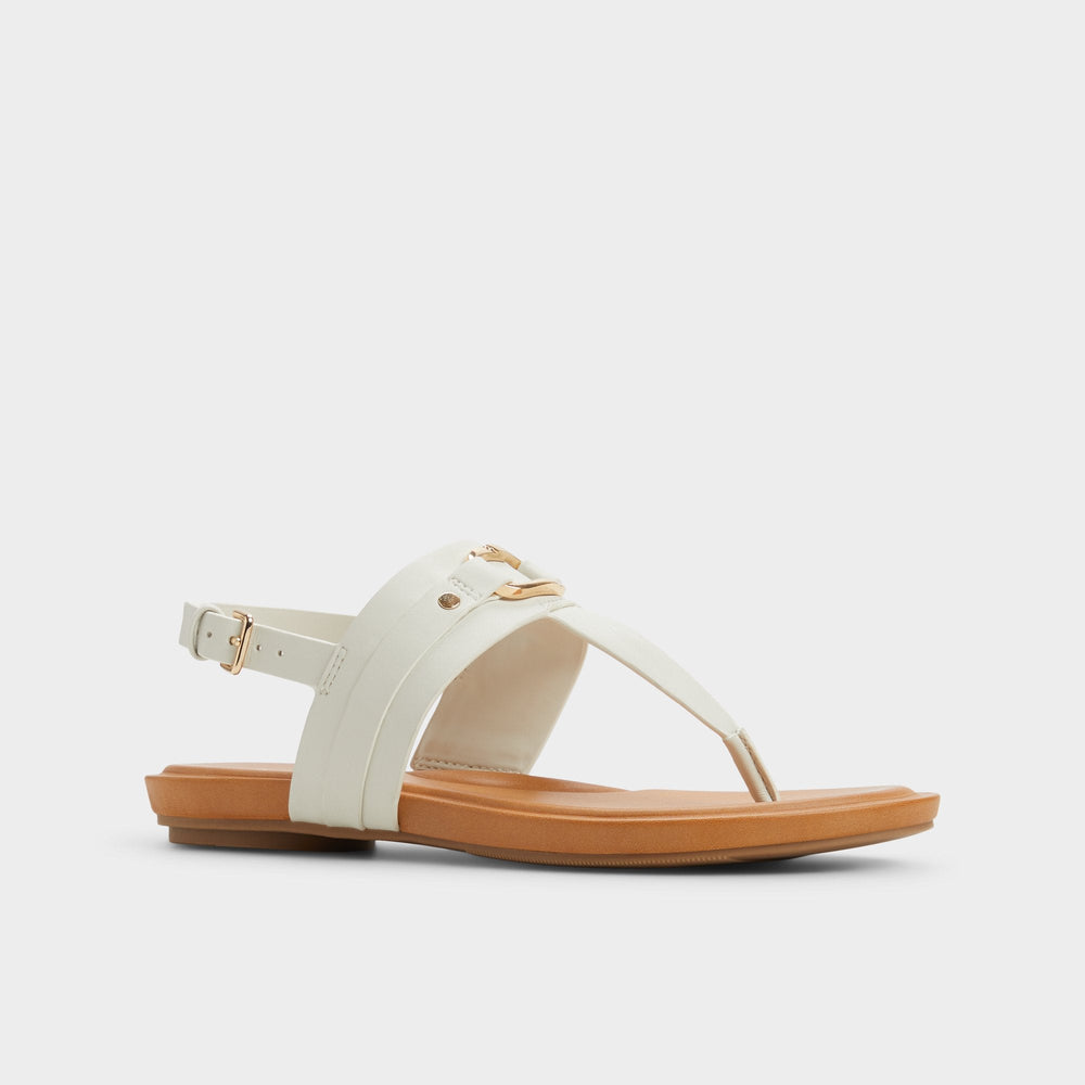 Taylen White/Bone Women's Footbed sandals - T-strap sandal | Aldo on sale
