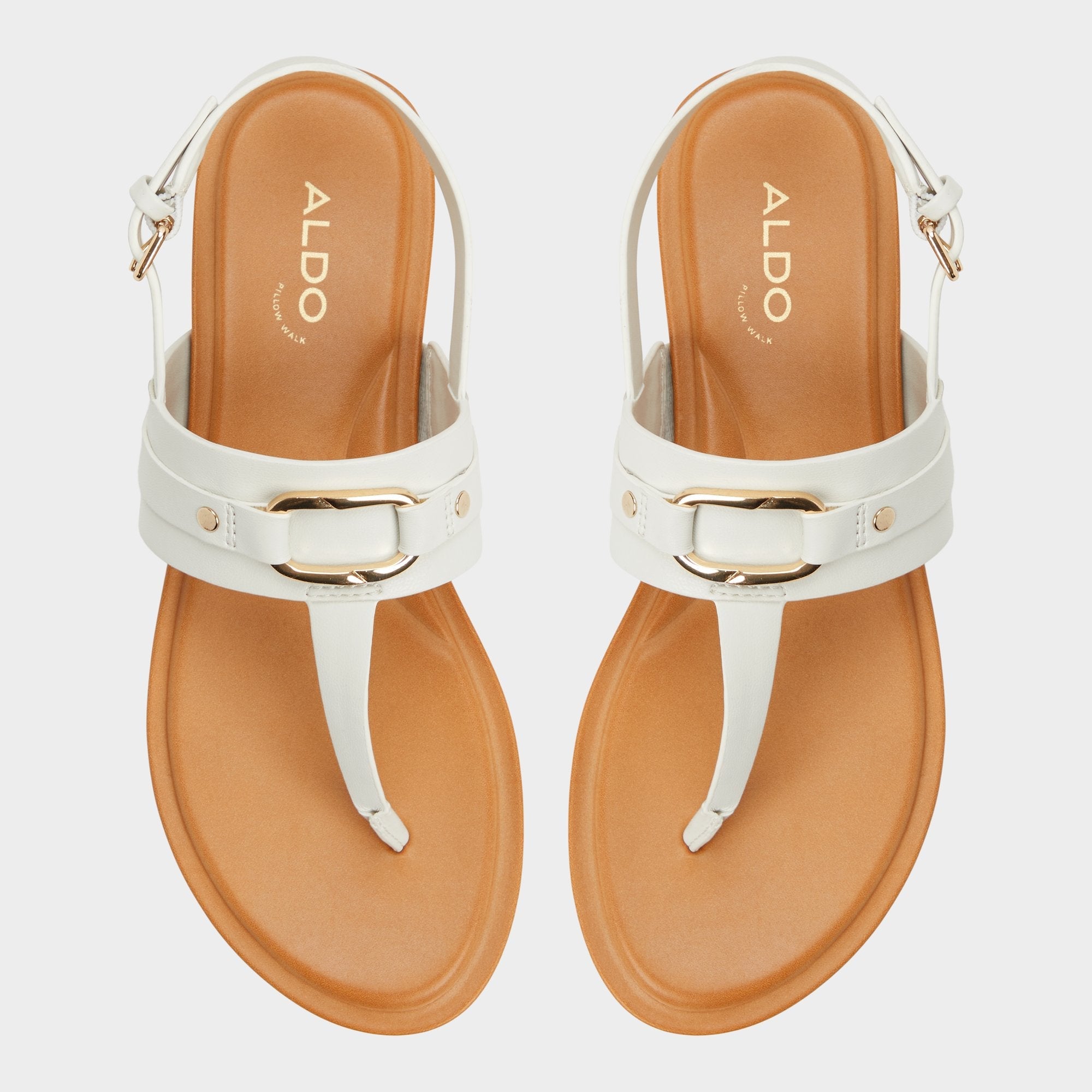 Taylen White/Bone Women's Footbed sandals - T-strap sandal | Aldo on sale