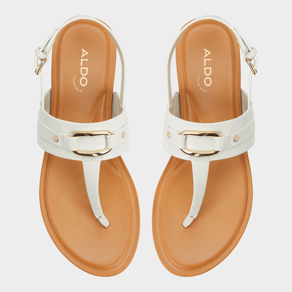 Taylen White/Bone Women's Footbed sandals - T-strap sandal | Aldo on sale