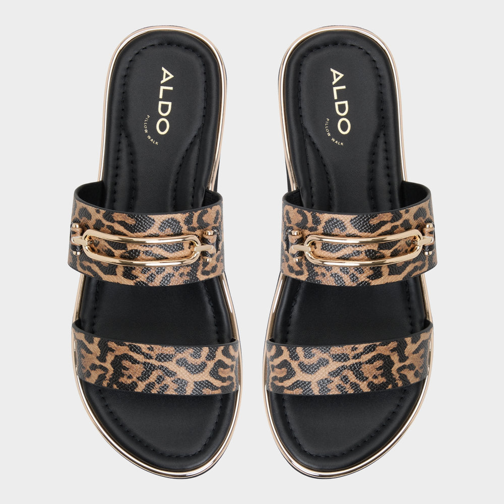 Lagoon Brown Multi Women's Flats - Strappy flat sandal, Footbed sandal | Aldo for sale
