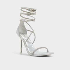 Caladonia Silver Women's Iridescent metallics - Strappy heeled sandal, Stiletto heel | Aldo for sale