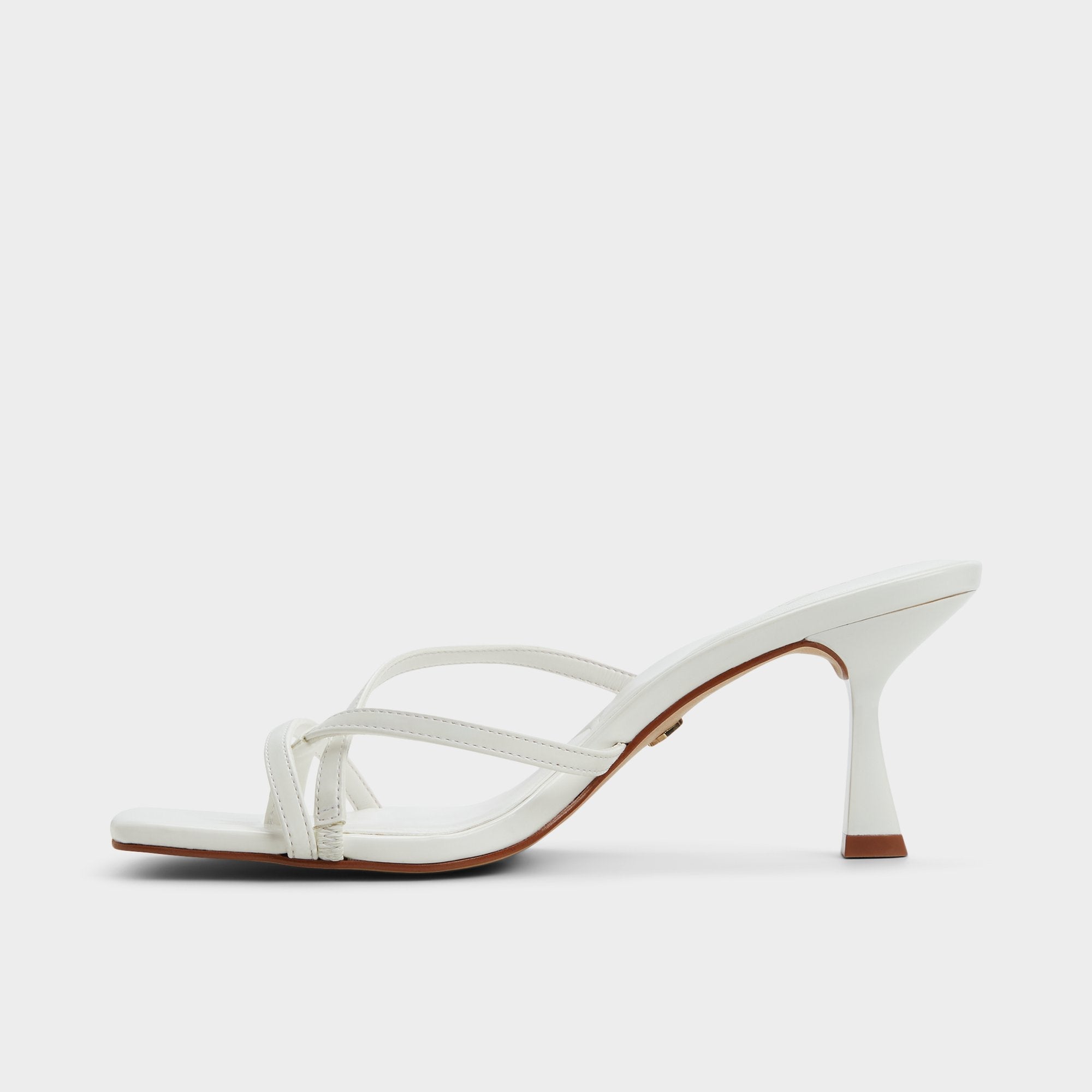 Calypsa White Women's Heeled mules - Strappy heeled sandal, Block heel | Aldo outlet