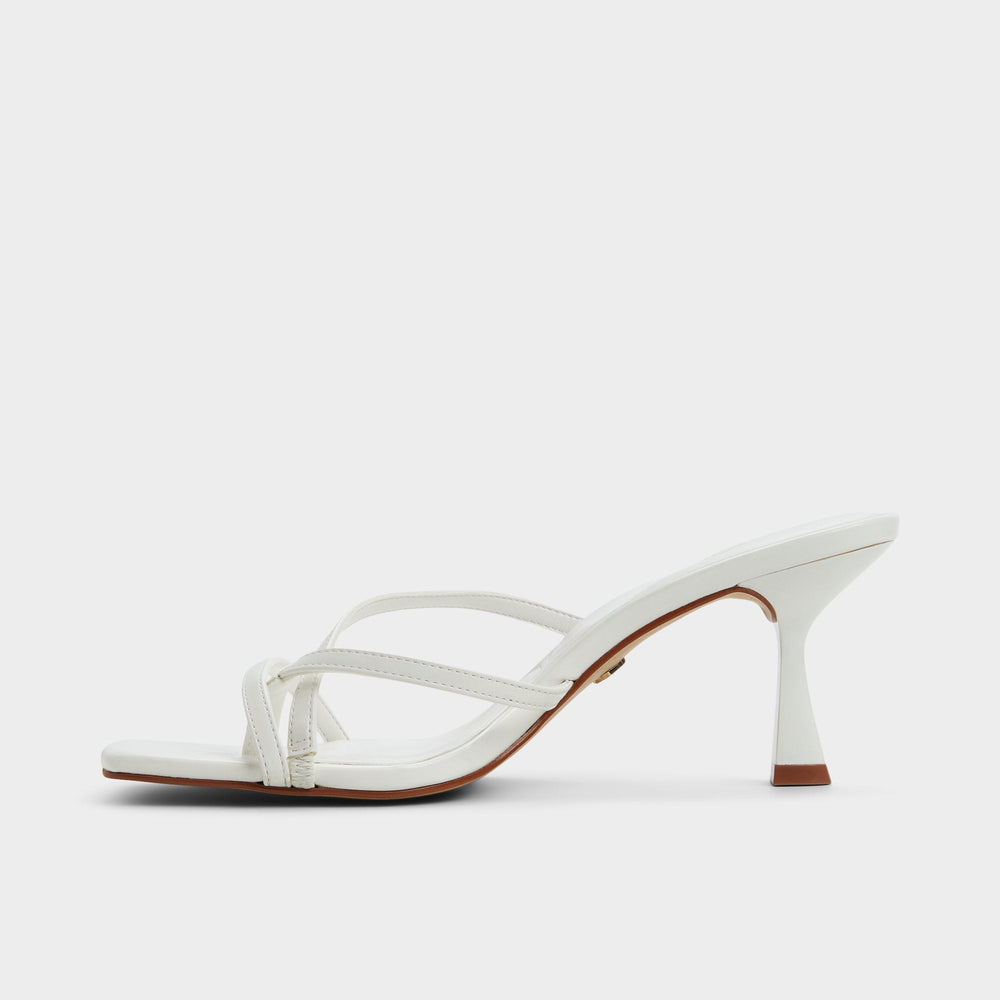 Calypsa White Women's Heeled mules - Strappy heeled sandal, Block heel | Aldo outlet