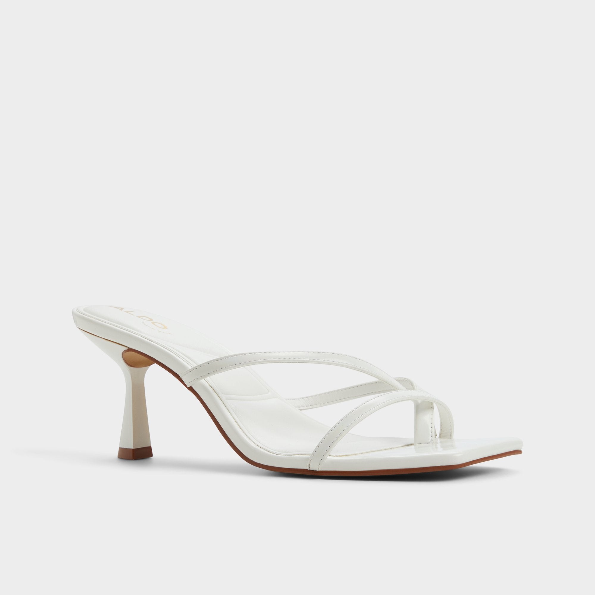 Calypsa White Women's Heeled mules - Strappy heeled sandal, Block heel | Aldo outlet