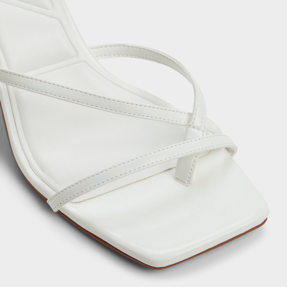 Calypsa White Women's Heeled mules - Strappy heeled sandal, Block heel | Aldo outlet