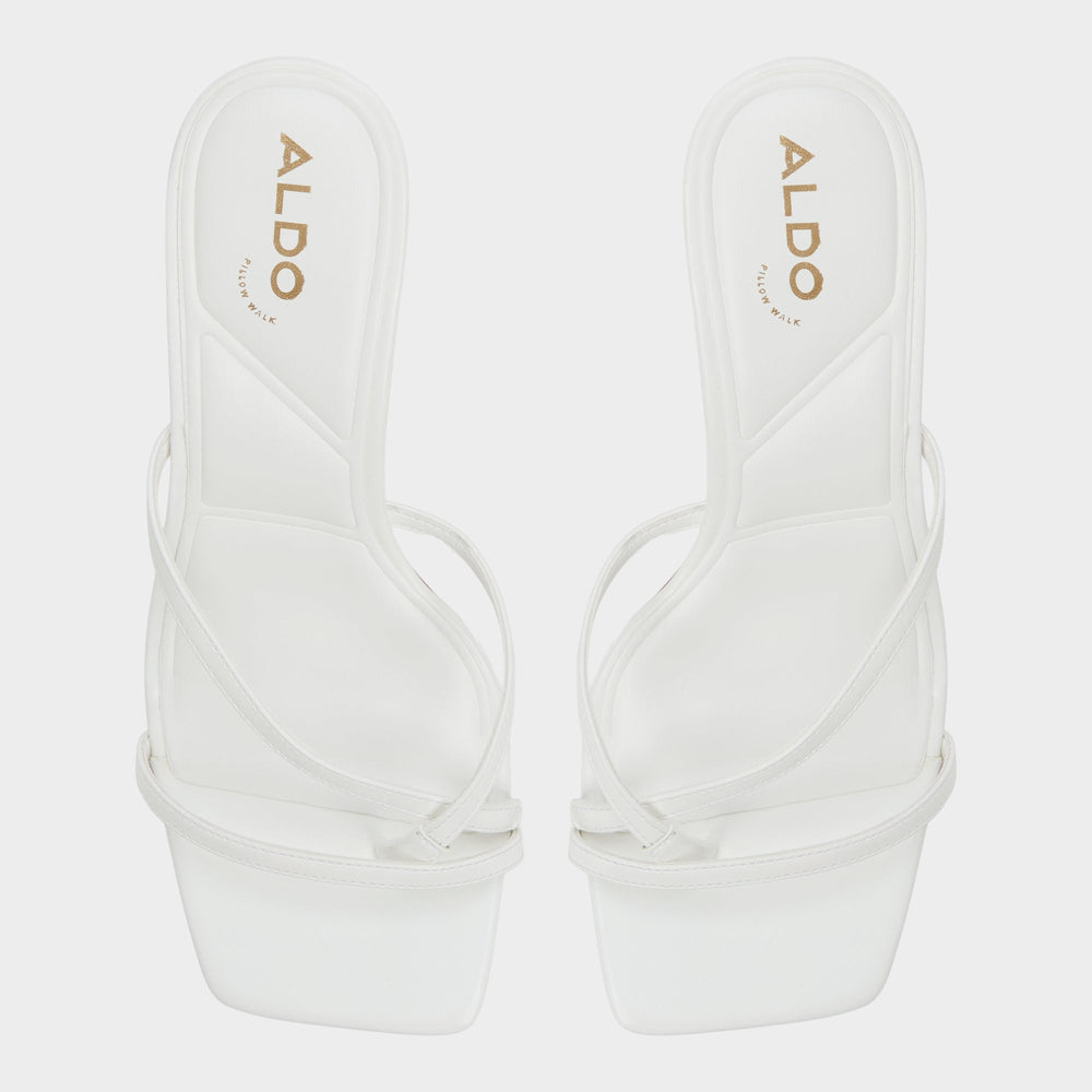 Calypsa White Women's Heeled mules - Strappy heeled sandal, Block heel | Aldo outlet