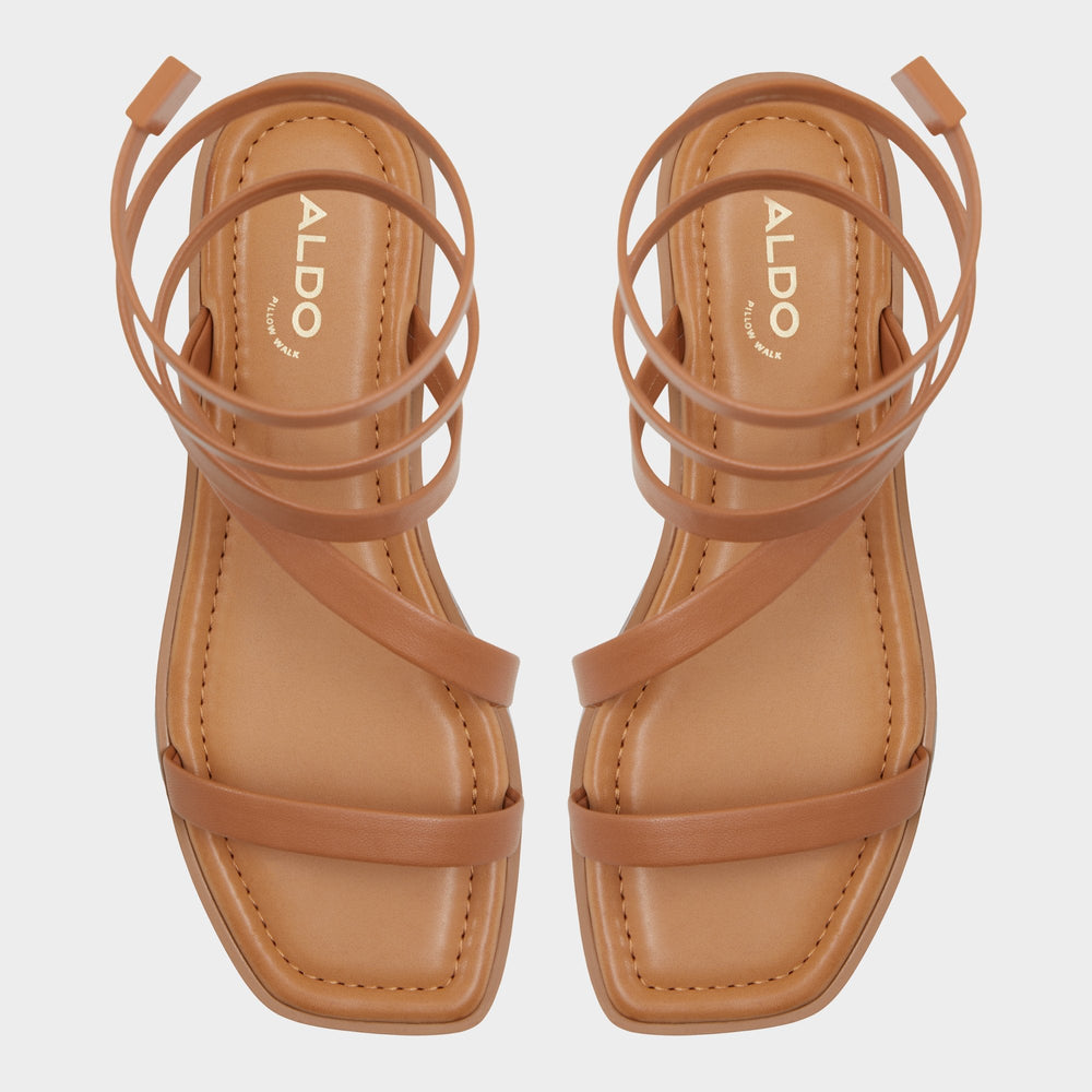 Spinella in Medium Brown - Strappy flat sandal | Aldo for sale