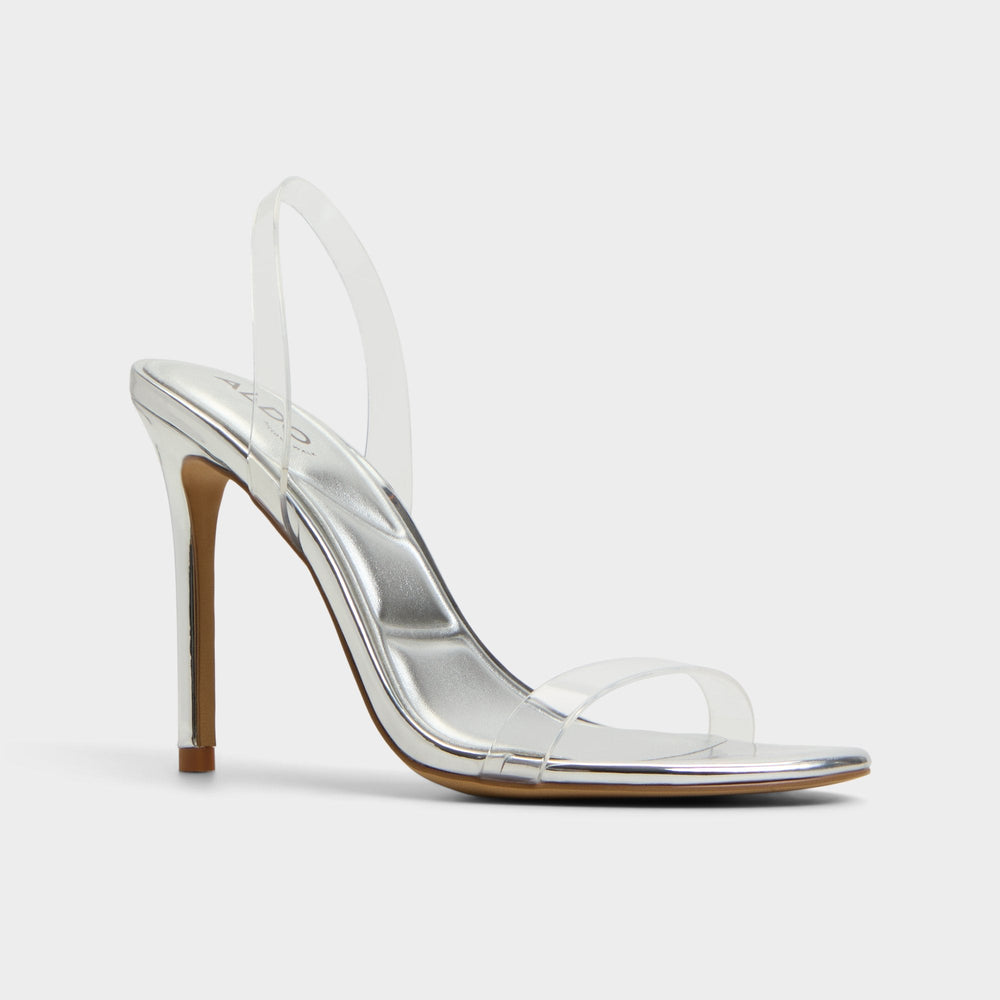 Quinilynn Silver Women's Iridescent metallics - Strappy heeled sandal, Stiletto heel | Aldo discount