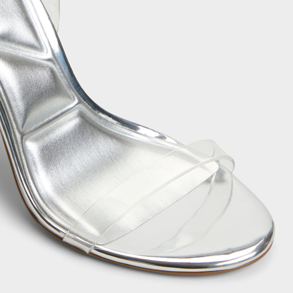 Quinilynn Silver Women's Iridescent metallics - Strappy heeled sandal, Stiletto heel | Aldo discount