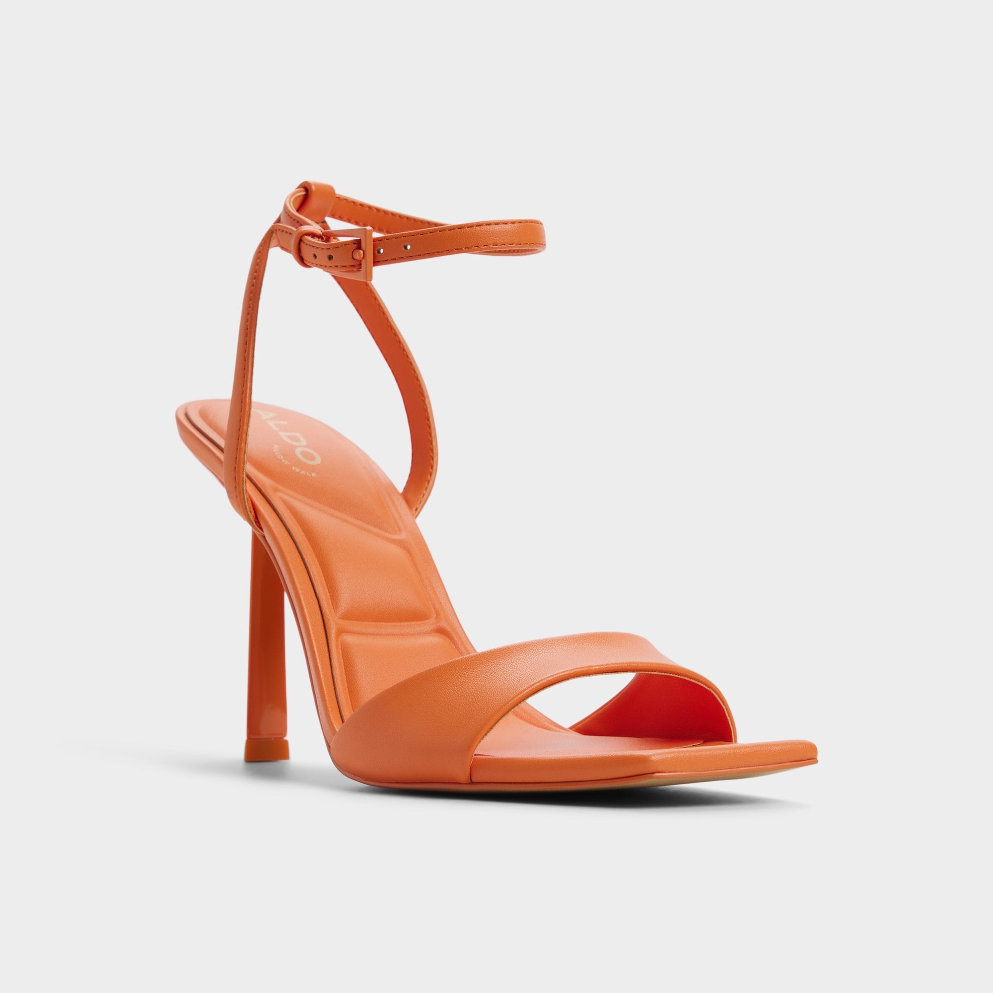Illustrious Medium Orange Women's Strappy Heels - Strappy heeled sandal, Stiletto heel | Aldo for sale